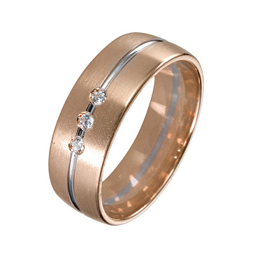 Обручальное кольцо  двухсплавноес бриллиантом 452-030-875