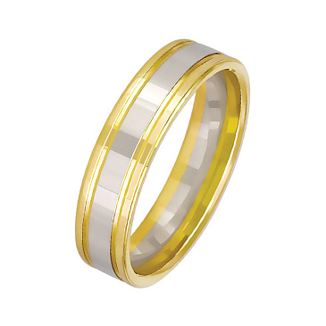 Обручальное кольцо двухсплавное из белого и желтого золота 460-000-992