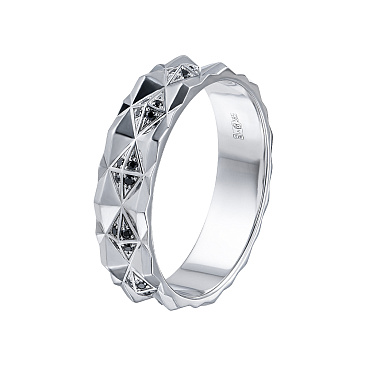 Обручальное кольцо из белого золота с черными бриллиантами 921745ЧБ