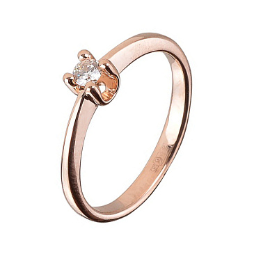 Помолвочное кольцо из красного золота с бриллиантом 911211Б