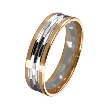 Обручальное кольцо из красного и белого золота с гранями 450-000-905