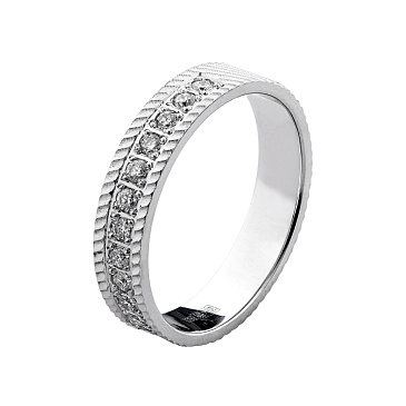 Обручальное кольцо из белого золота рифленое 712-150-232