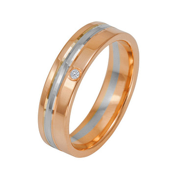 Обручальное кольцо двухсплавное с бриллиантом 452-010-319