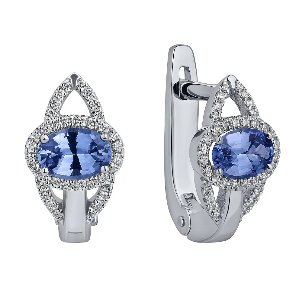 серьги из белого золота с сапфиром и бриллиантами 922807с фото дворец обручальных колец фото 1