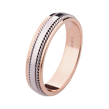 Обручальное кольцо двухсплавное из красного и белого золота 430-000-406