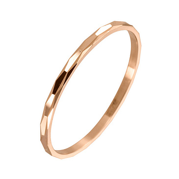 Обручальное кольцо узкое из красного золота с алмазной гранью 200-000-504