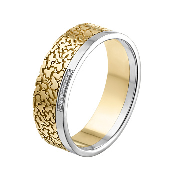 Обручальное кольцо из желтого и белого золота с бриллиантами 931808Б